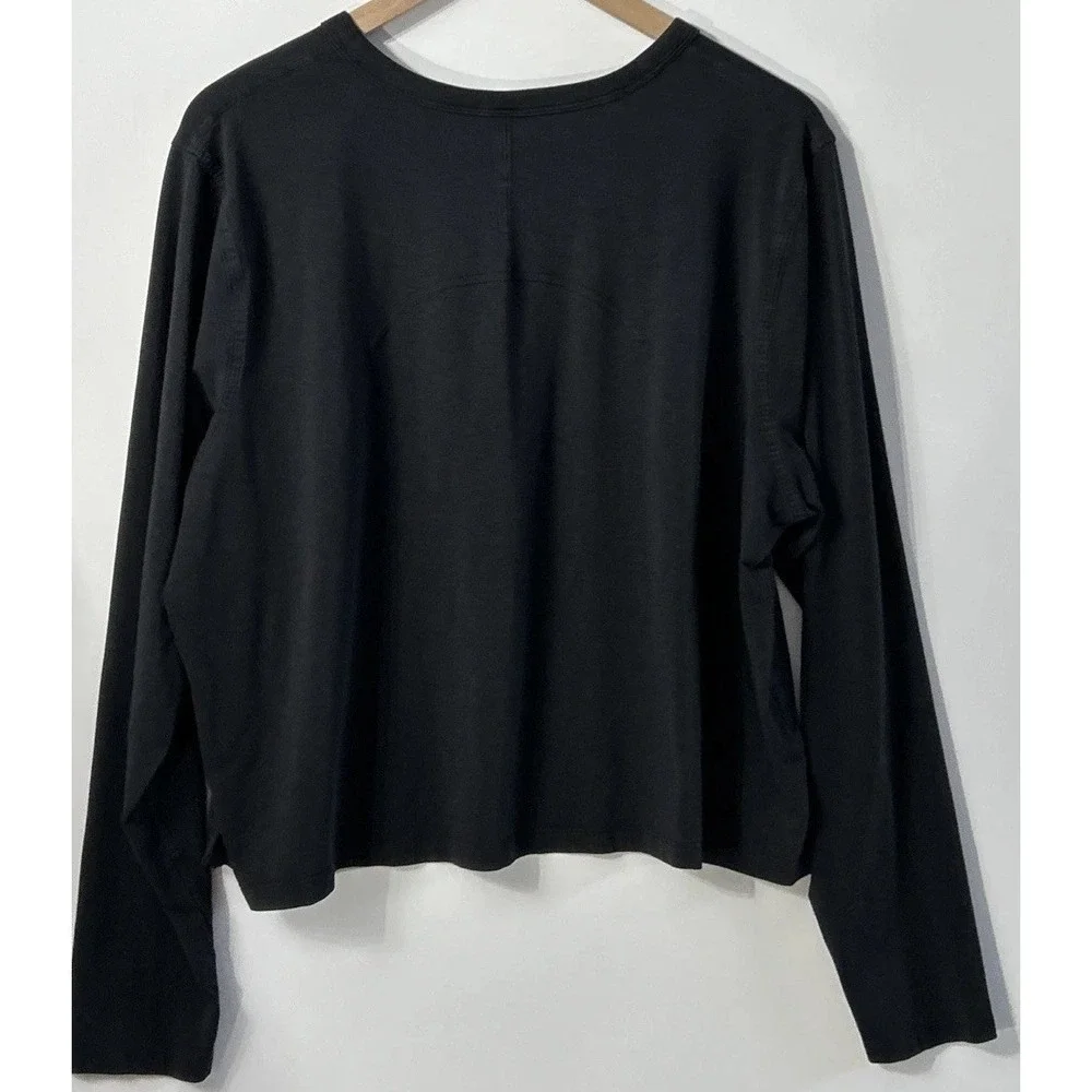 lululemon Classic-Fit Cotton-Blend Long-Sleeve Shirt Black  Sz 18
